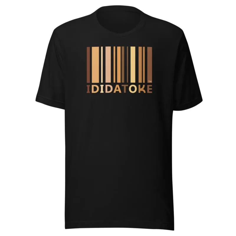 Black t-shirt with the IDIDATOKE barcode logo on the chest